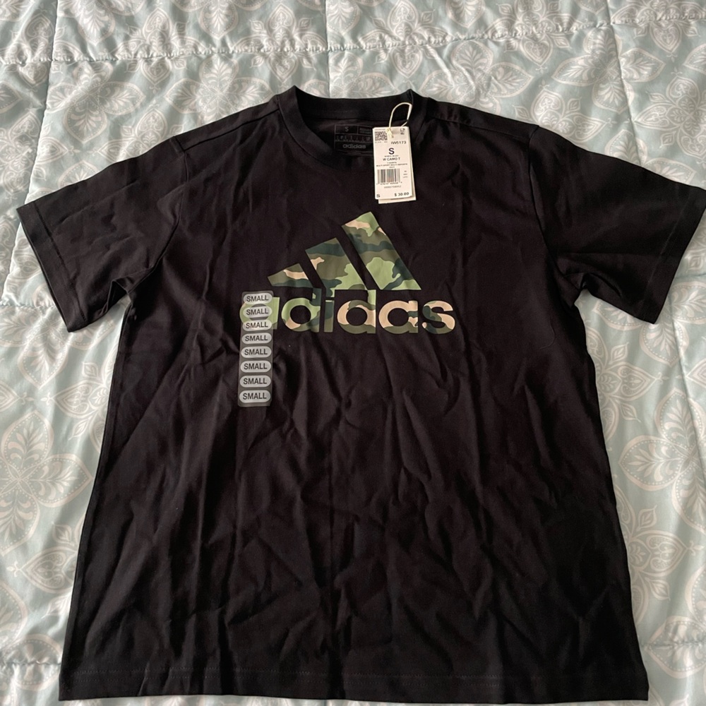 Women’s Adidas Black Tee with Camouflage Detail